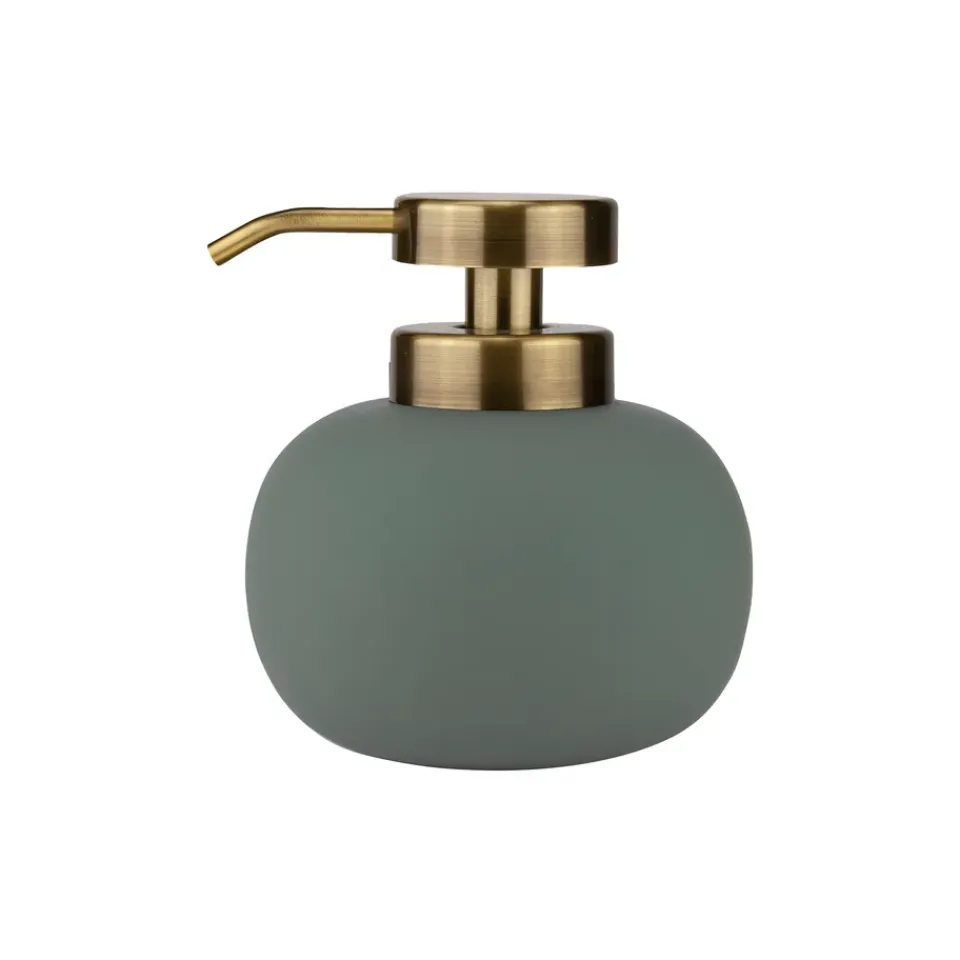 Soap Dispensers & Dishes^Mette Ditmer Lotus soap dispenser low, Frost green GreenGold-coloured