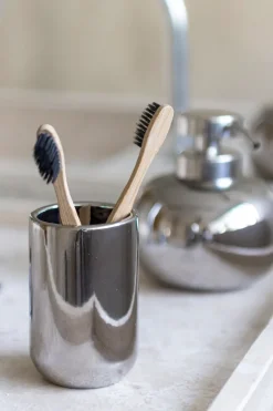 Clearance Mette Ditmer Lotus tooth brush holder, Chrome Silver-coloured