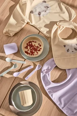 Children's Room Accessories|Children's Room Accessories^OYOY Lun Lun panda bib with sleeve, Butter Beige