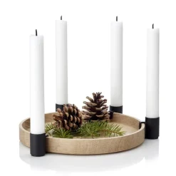 Discount Applicata Luna candleholder, oak-black BrownBlack