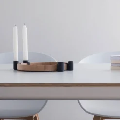 Discount Applicata Luna candleholder, oak-black BrownBlack