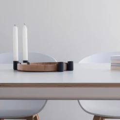 Discount Applicata Luna candleholder, oak-black BrownBlack