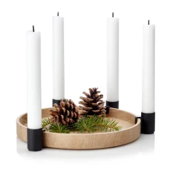 Discount Applicata Luna candleholder, oak-black BrownBlack