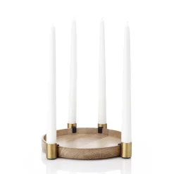 Advent Candle Holders^Applicata Luna candleholder, oak-brass Brown