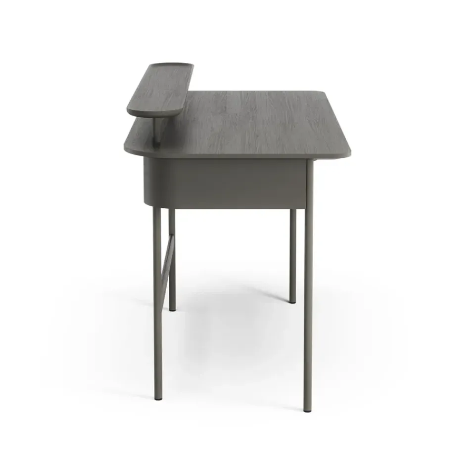 Desks^Swedese Luna desk with drawer and shelf, Oak orkan Grey