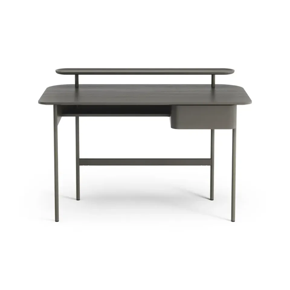 Desks^Swedese Luna desk with drawer and shelf, Oak orkan Grey
