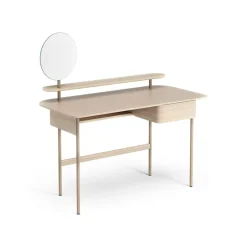 Desks^Swedese Luna desk with drawer, shelf and mirror, Oak white-pigmented Brown