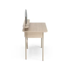 Desks^Swedese Luna desk with drawer, shelf and mirror, Oak white-pigmented Brown