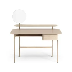 Desks^Swedese Luna desk with drawer, shelf and mirror, Oak white-pigmented Brown