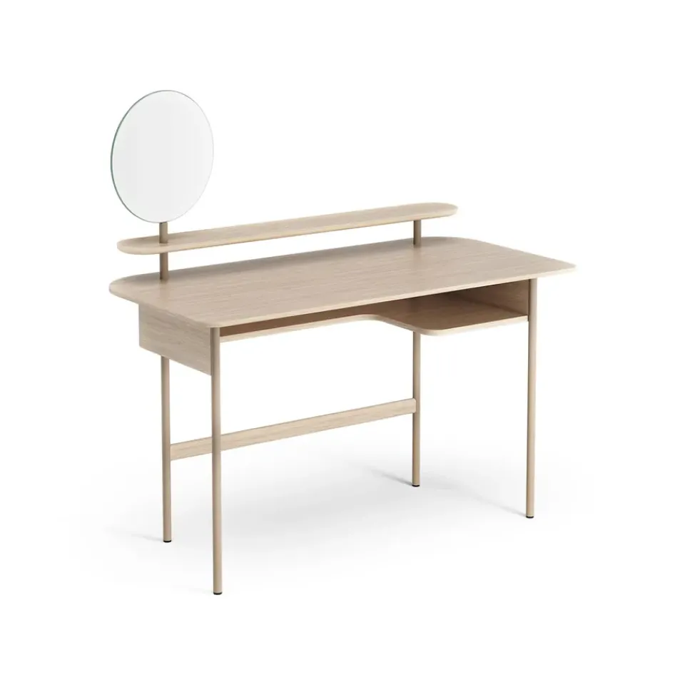 Clearance Swedese Luna desk with shelf and mirror, Oak white-pigmented Brown