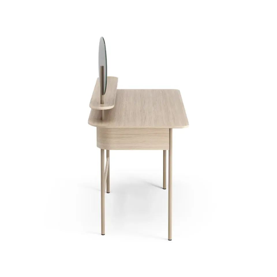 Clearance Swedese Luna desk with shelf and mirror, Oak white-pigmented Brown