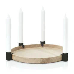 Advent Candle Holders^Applicata Luna maxi candle sticks, oak- Black