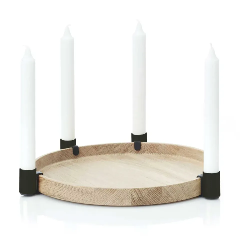 Advent Candle Holders^Applicata Luna maxi candle sticks, oak- Black