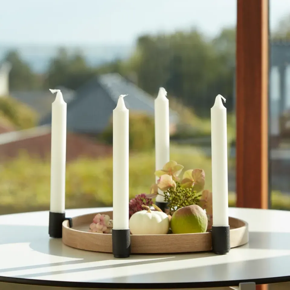 Advent Candle Holders^Applicata Luna maxi candle sticks, oak- Black