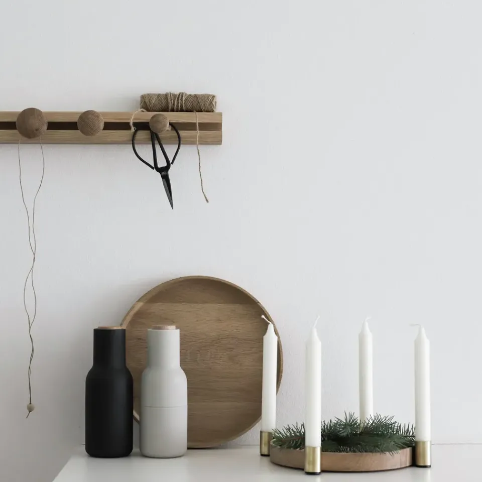 Clearance Applicata Luna maxi candle sticks, oak-brass BeigeGold-coloured