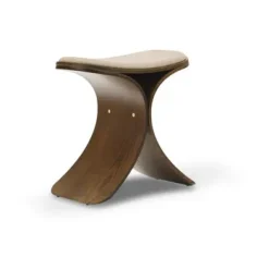 Stools^Gejst Luno stool 48x28x72 cm, Dark oak–dark beige textile Brown