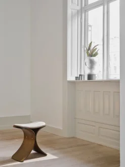 Stools^Gejst Luno stool 48x28x72 cm, Dark oak–dark beige textile Brown