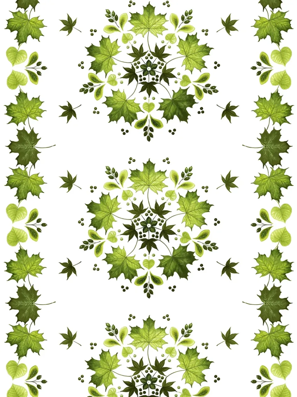 Fabric By The Metre|Oilcloths^Arvidssons Textil Lövkrans oilcloth, Green