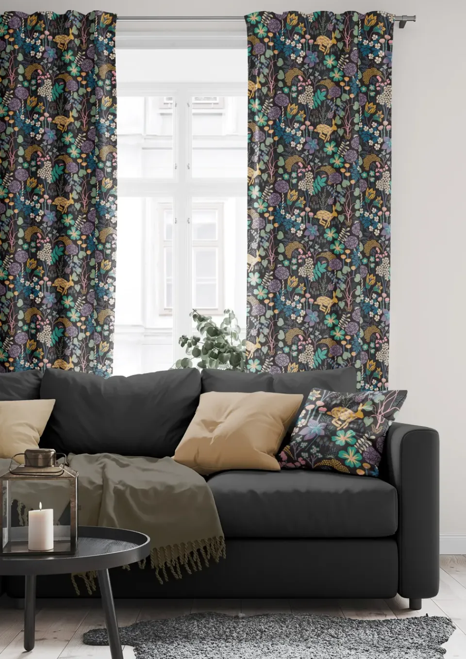 Outlet Arvidssons Textil Lyckeflykt fabric, Black
