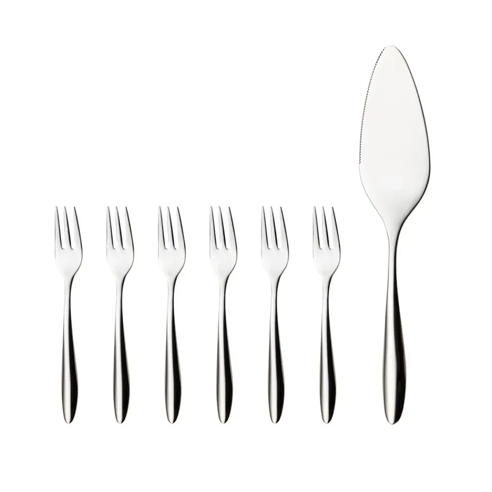 Hot Hardanger Bestikk Lykke cake set 7 pcs, stainless steel Silver-coloured