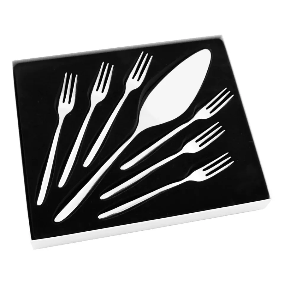 Hot Hardanger Bestikk Lykke cake set 7 pcs, stainless steel Silver-coloured