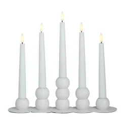Hot Watt & Veke Lykke combinable candle sticks incl. 5 pcs LED-light, White