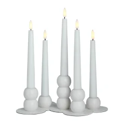 Hot Watt & Veke Lykke combinable candle sticks incl. 5 pcs LED-light, White