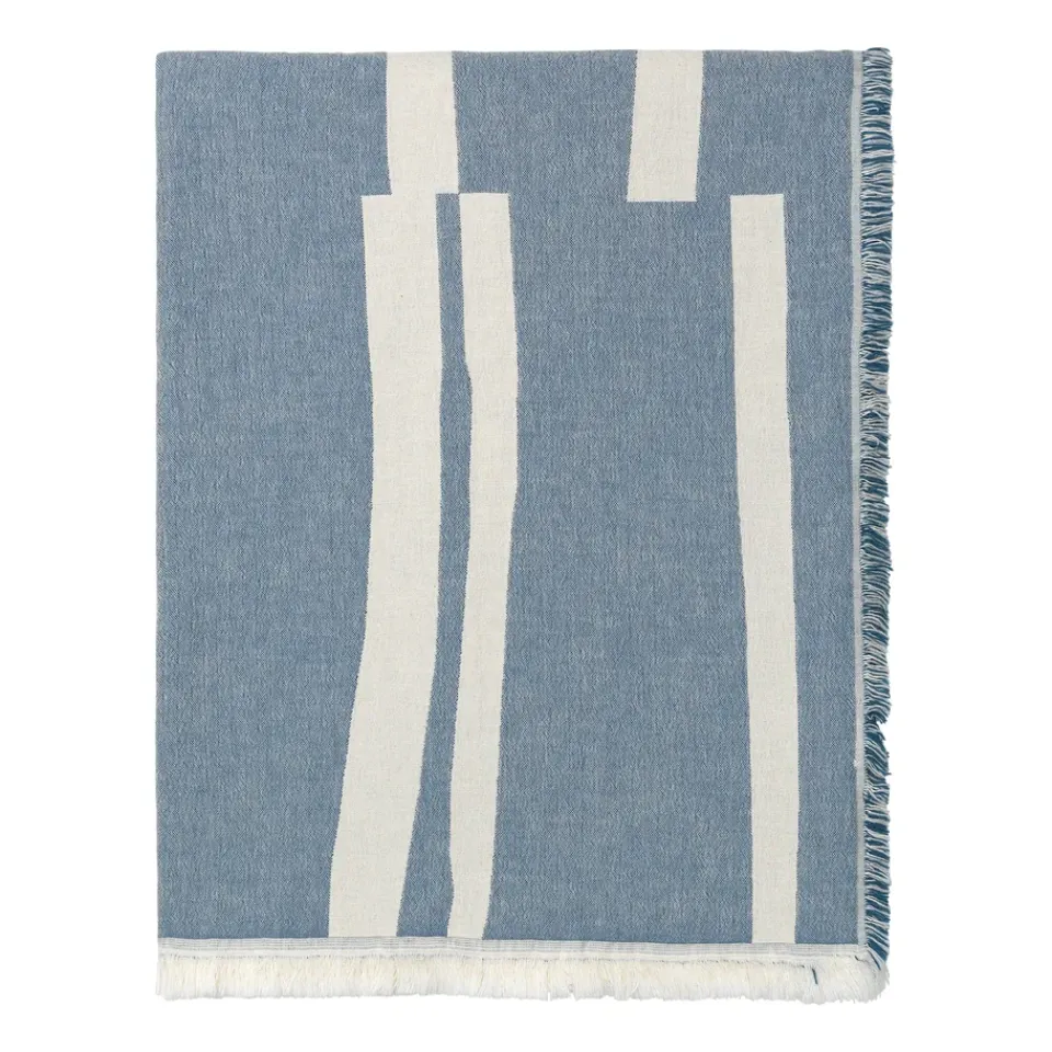 New Elvang Denmark Lyme Grass throw 130x180 cm, Blue BlueWhite