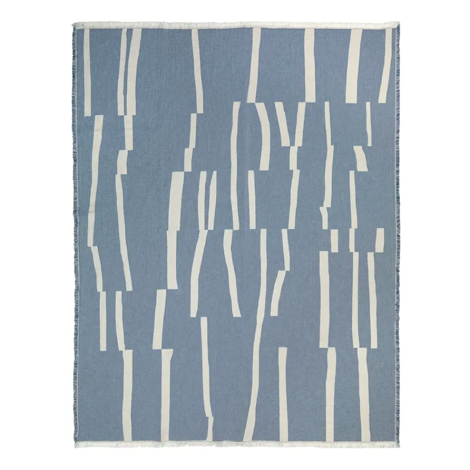 New Elvang Denmark Lyme Grass throw 130x180 cm, Blue BlueWhite