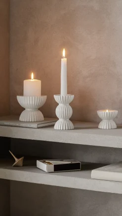 Tea Light Holders, Lanterns & Candle Dishes^Lyngby Porcelæn Lyngby Tura tealight holder Ø8 cm, White