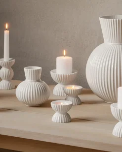 Tea Light Holders, Lanterns & Candle Dishes^Lyngby Porcelæn Lyngby Tura tealight holder Ø8 cm, White