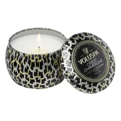 Best Voluspa Maison Noir Mini Tin scented 25 hours, Crisp Champagne Gold-colouredSilver-colouredBlack