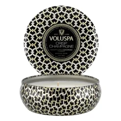 New Voluspa Maison Noir 3-wick Tin scented 40 hours, Crisp Champagne Gold-colouredBlack