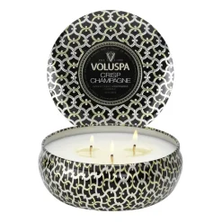 New Voluspa Maison Noir 3-wick Tin scented 40 hours, Crisp Champagne Gold-colouredBlack