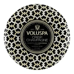 New Voluspa Maison Noir 3-wick Tin scented 40 hours, Crisp Champagne Gold-colouredBlack