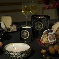 New Voluspa Maison Noir 3-wick Tin scented 40 hours, Crisp Champagne Gold-colouredBlack