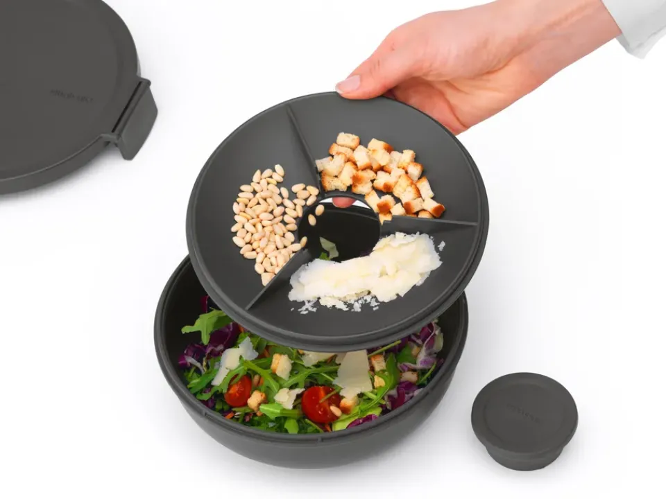 Lunch Boxes & Food Containers^Brabantia Make & Take sallad bowl. 1.3 L, Dark Grey