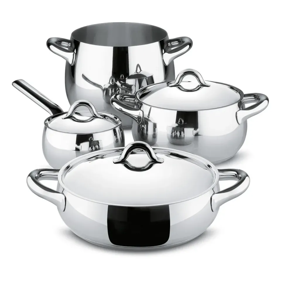 Alessi Mami pot set 7 pieces, Stainless steel Silver-coloured