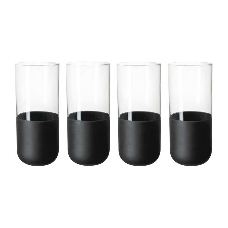 Hot Villeroy & Boch Manufacture Rock long drink glass 30 cl 4-pack, Clear BlackTransparent
