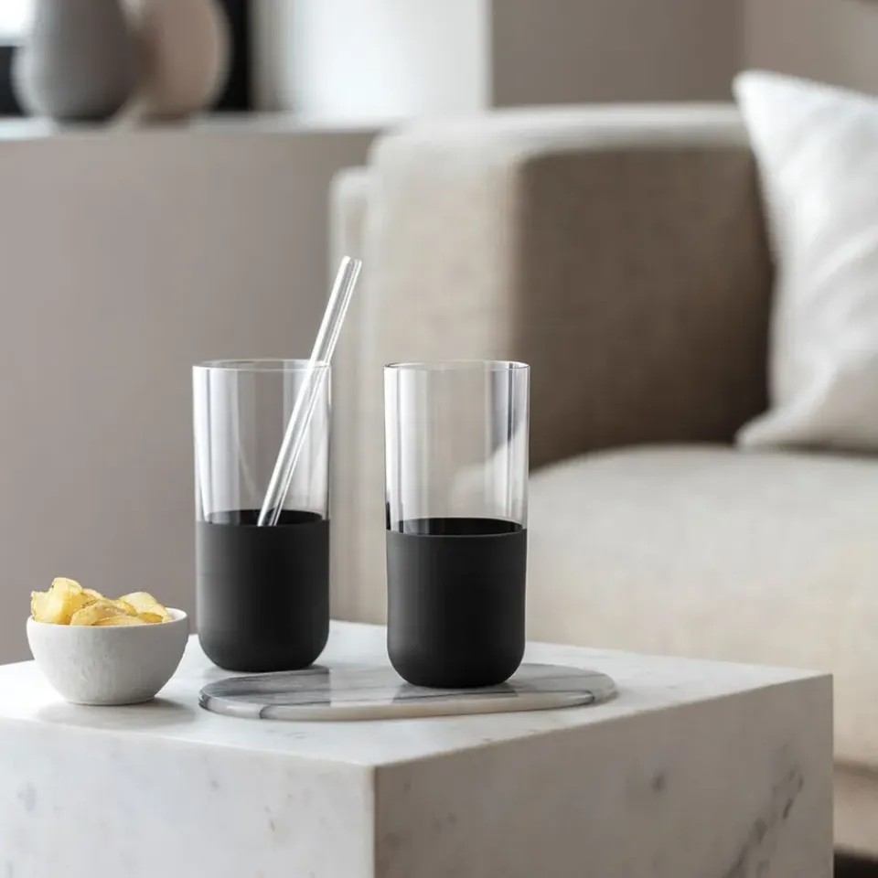 Hot Villeroy & Boch Manufacture Rock long drink glass 30 cl 4-pack, Clear BlackTransparent