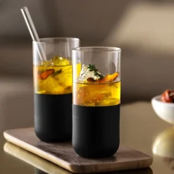 Hot Villeroy & Boch Manufacture Rock long drink glass 30 cl 4-pack, Clear BlackTransparent