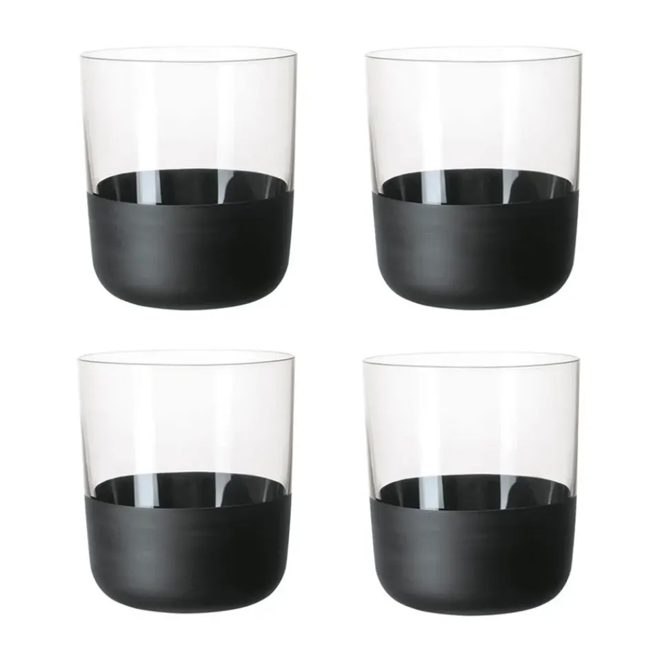 Whiskey & Cognac Glasses^Villeroy & Boch Manufacture Rock Old fashioned glass 25 cl 4-pack, Clear BlackTransparent