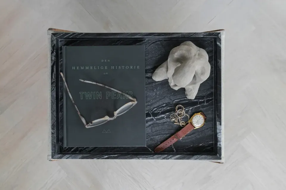Decorative Accessories|Decorative Trays^Mette Ditmer Marble decoration tray large 30x40 cm, Black-grey BlackGrey