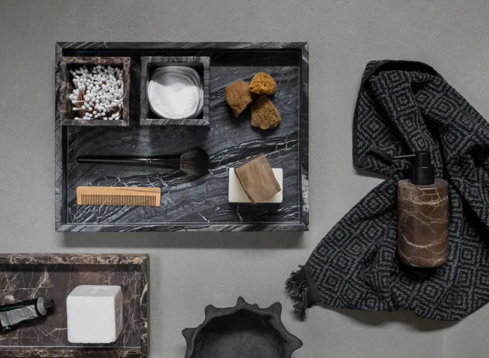 Decorative Accessories|Decorative Trays^Mette Ditmer Marble decoration tray large 30x40 cm, Black-grey BlackGrey
