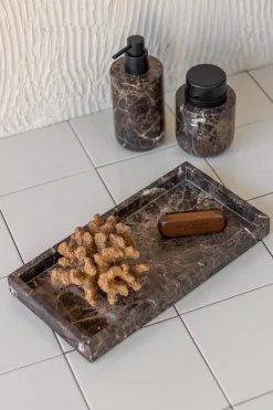 Online Mette Ditmer Marble decorative tray 16x31 cm, Brown
