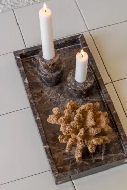 Online Mette Ditmer Marble decorative tray 16x31 cm, Brown
