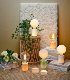 Lamp Bases^Unison Marble lamp base, gloss, Ø8x10.5 cm White