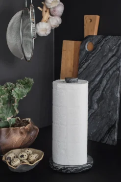 Kitchen Towel Holders^Mette Ditmer Marble paper towel holder, Black-grey BlackGrey