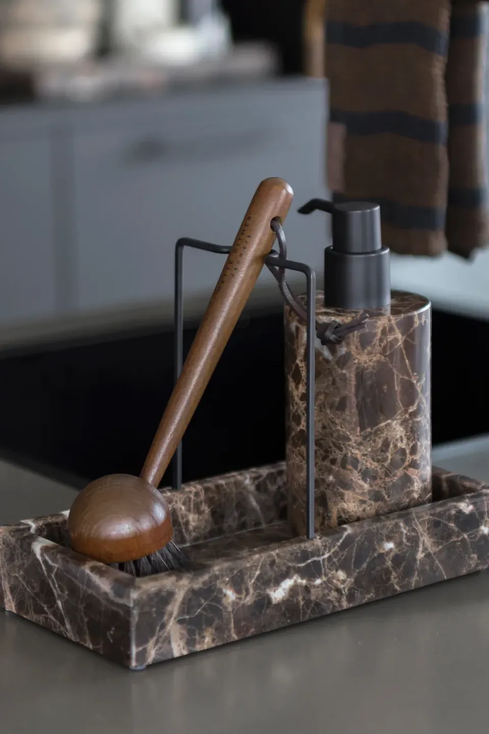 Other Washing & Cleaning Accessories^Mette Ditmer Marble sink organiser 12x23.5 cm, Brown