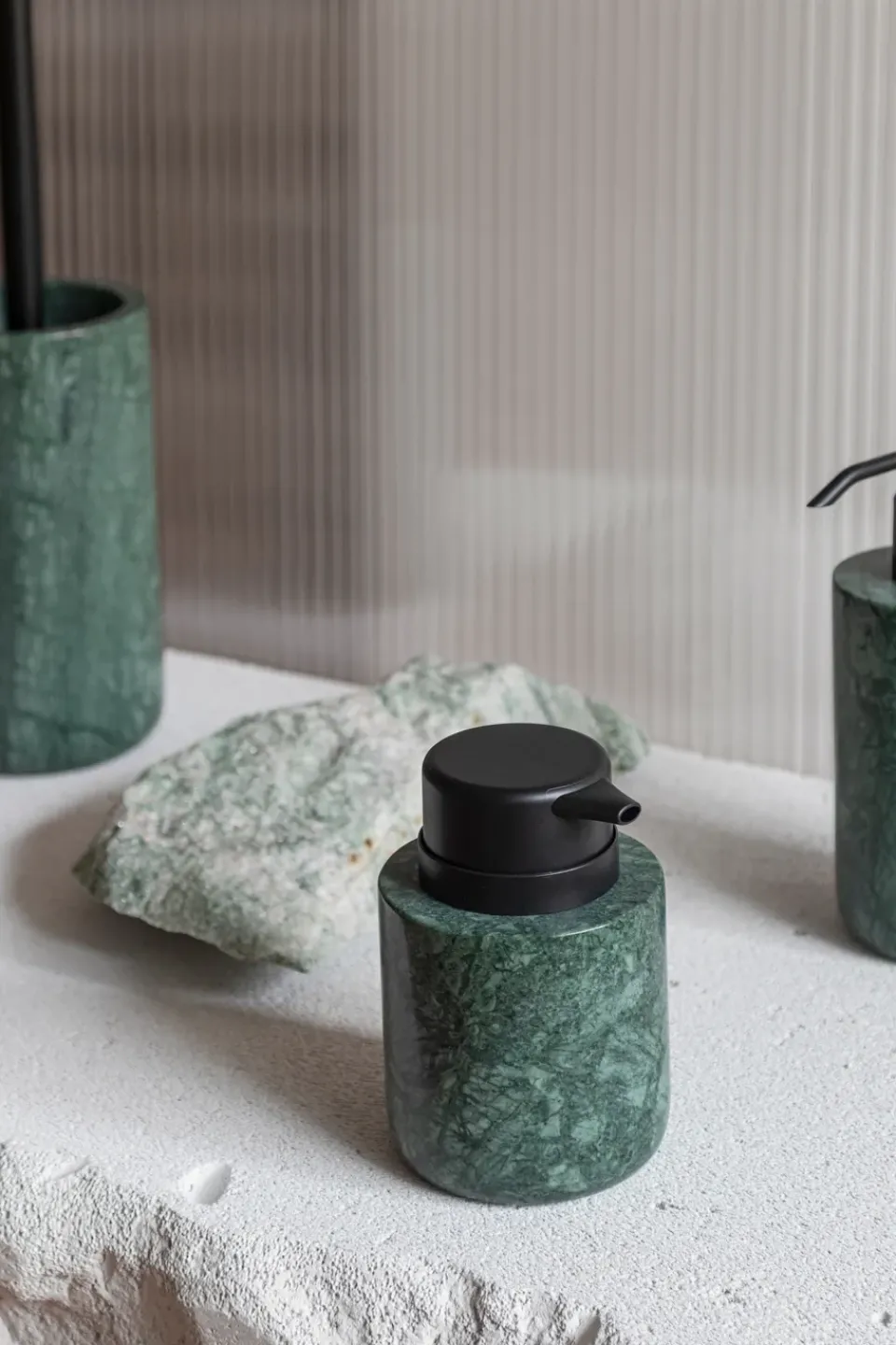 Soap Dispensers & Dishes^Mette Ditmer Marble soap dispenser 12.5 cm, Dark forest Green